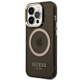 Guess GUHMP14LHTCMK iPhone 14 Pro 6.1&quot; black/black hard case Gold Outline Translucent MagSafe