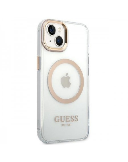 Guess GUHMP14SHTRMD iPhone 14 6.1 &quot;gold / gold hard case Metal Outline Magsafe