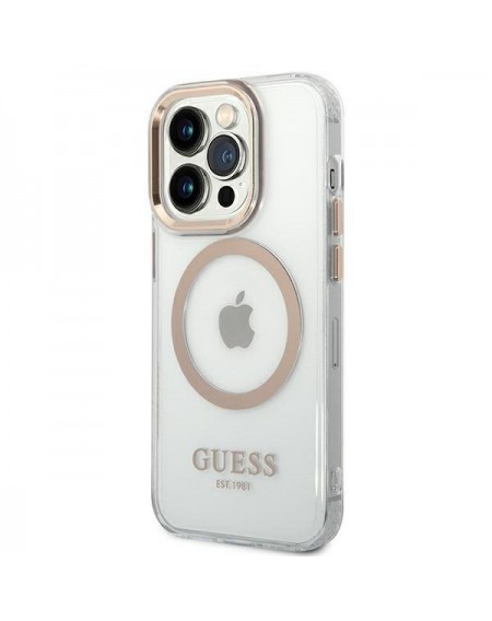 Guess GUHMP14XHTRMD iPhone 14 Pro Max 6.7 &quot;gold / gold hard case Metal Outline Magsafe