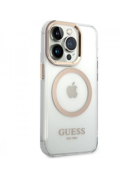 Guess GUHMP14XHTRMD iPhone 14 Pro Max 6.7 &quot;gold / gold hard case Metal Outline Magsafe