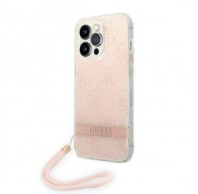 Guess GUOHCP14LH4STP iPhone 14 Pro 6.1 &quot;pink / pink hardcase 4G Print Strap
