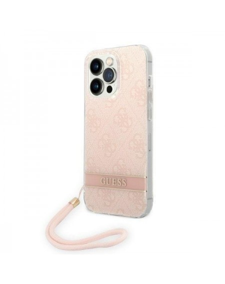 Guess GUOHCP14LH4STP iPhone 14 Pro 6.1 &quot;pink / pink hardcase 4G Print Strap