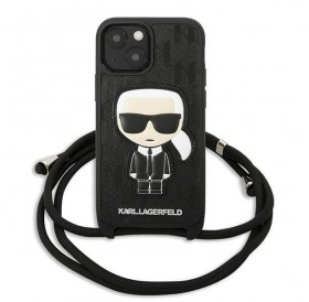 Karl Lagerfeld KLHCP13SCMNIPK iPhone 13 mini 5,4 &quot;hardcase black / black Leather Monogram Patch and Cord Iconik