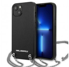 Karl Lagerfeld KLHCP13SPMK iPhone 13 mini 5,4 &quot;hardcase black / black Leather Textured and Chain