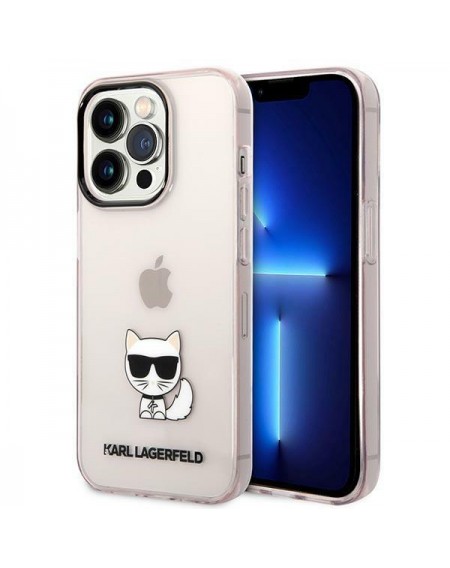 Karl Lagerfeld KLHCP14LCTTRI iPhone 14 Pro 6.1 &quot;hardcase pink / pink Transparent Choupette Body