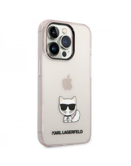 Karl Lagerfeld KLHCP14LCTTRI iPhone 14 Pro 6.1 &quot;hardcase pink / pink Transparent Choupette Body