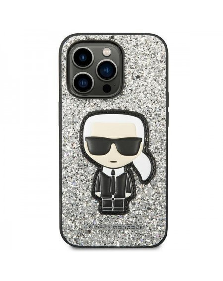 Karl Lagerfeld KLHCP14LGFKPG iPhone 14 Pro 6.1 &quot;hardcase silver / silver Glitter Flakes Ikonik