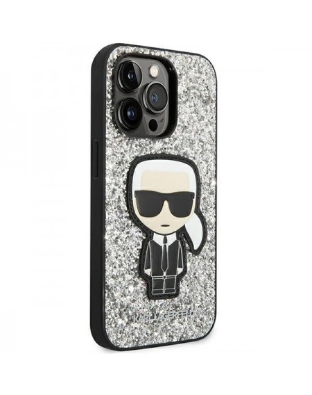 Karl Lagerfeld KLHCP14LGFKPG iPhone 14 Pro 6.1 &quot;hardcase silver / silver Glitter Flakes Ikonik