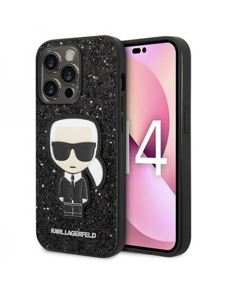 Karl Lagerfeld KLHCP14LGFKPK iPhone 14 Pro 6.1 &quot;hardcase black / black Glitter Flakes Ikonik