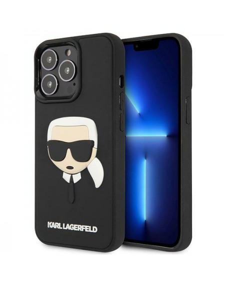 Karl Lagerfeld KLHCP14LKH3DBK iPhone 14 Pro 6.1 &quot;black / black hardcase 3D Rubber Karl`s Head