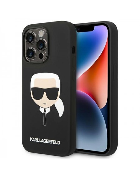 Karl Lagerfeld KLHCP14LSLKHBK iPhone 14 Pro 6.1 &quot;hardcase black / black Silicone Karl`s Head