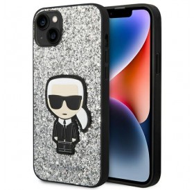 Karl Lagerfeld KLHCP14SGFKPG iPhone 14 6.1 &quot;hardcase silver / silver Glitter Flakes Ikonik