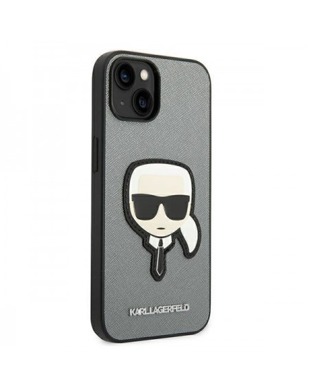 Karl Lagerfeld KLHCP14SSAPKHG iPhone 14 6,1" srebrny/silver hardcase Saffiano Karl`s Head Patch