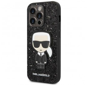 Karl Lagerfeld KLHCP14XGFKPK iPhone 14 Pro Max 6,7 &quot;hardcase black / black Glitter Flakes Ikonik