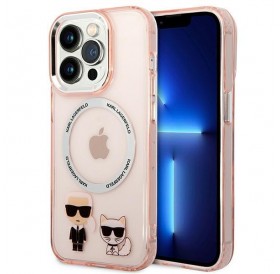 Karl Lagerfeld KLHMP14LHKCP iPhone 14 Pro 6.1 &quot;hardcase pink / pink Karl &amp; Choupette Aluminum Magsafe