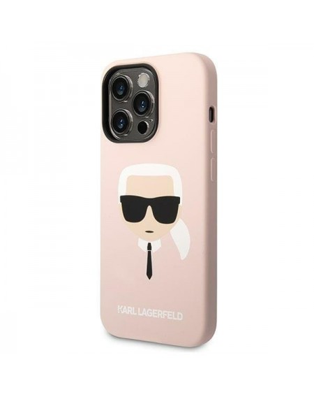 Karl Lagerfeld KLHMP14LSLKHLP iPhone 14 Pro 6.1 &quot;hardcase light pink / light pink Silicone Karl`s Head Magsafe