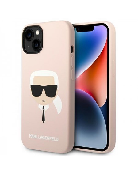 Karl Lagerfeld KLHMP14MSLKHLP iPhone 14 Plus 6,7" hardcase jasnoróżowy/light pink Silicone Karl`s Head Magsafe