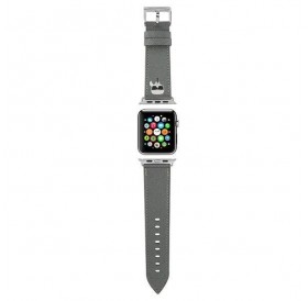 Karl Lagerfeld KLAWLOKHG Apple Watch Strap 42/44 / 45mm silver / silver strap Saffiano Karl Heads