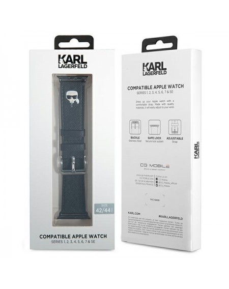 Karl Lagerfeld KLAWLOKHK Apple Watch 42/44 / 45mm black / black strap Saffiano Karl Heads