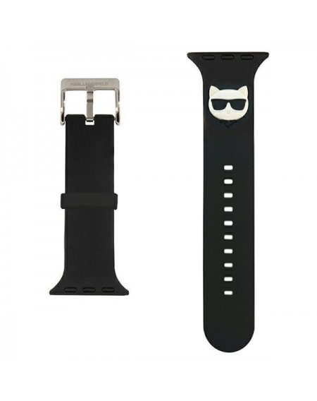 Karl Lagerfeld KLAWLSLCK Apple Watch Strap 42/44 / 45mm black / black strap Silicone Choupette Heads