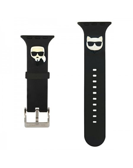 Karl Lagerfeld KLAWLSLCKK Apple Watch Strap 42/44 / 45mm black / black strap Silicone Karl &amp; Choupette Heads