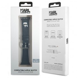 Karl Lagerfeld KLAWMOKHK Apple Watch strap 38/40 / 41mm black / black strap Saffiano Karl Heads