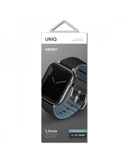 UNIQ pasek Linus Apple Watch Series 4/5/6/7/8/SE/SE2 38/40/41mm. Airosoft Silicone czarny/midnight black