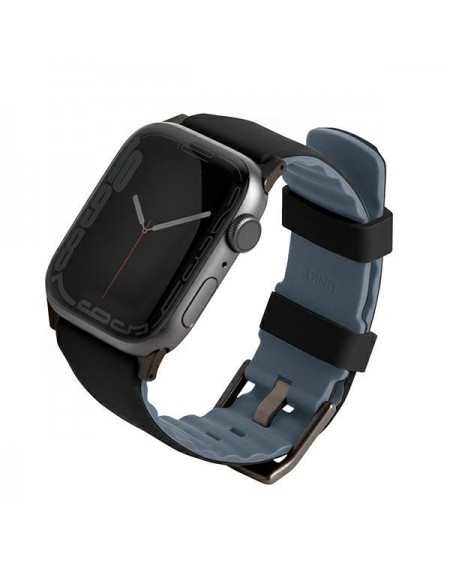 UNIQ pasek Linus Apple Watch Series 4/5/6/7/8/SE/SE2/Ultra 42/44/45mm. Airosoft Silicone czarny/midnight black