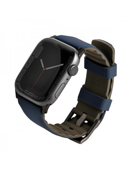 UNIQ pasek Linus Apple Watch Series 4/5/6/7/8/SE/SE2/Ultra 42/44/45mm. Airosoft Silicone niebieski/nautical  blue