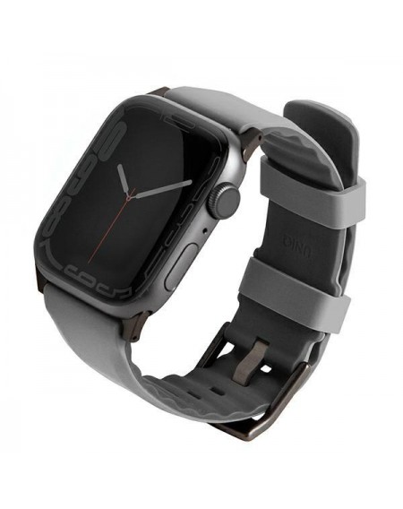 UNIQ pasek Linus Apple Watch Series 4/5/6/7/8/SE/SE2/Ultra 42/44/45mm. Airosoft Silicone szary/chalk grey