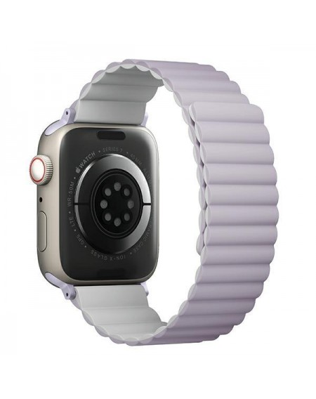 UNIQ pasek Revix Apple Watch Series 4/5/6/7/8/SE/SE2/Ultra 42/44/45mm. Reversible Magnetic lilak-biały/lilac-white