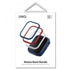 UNIQ ramki do Moduo 3in1 Apple Watch  Series 4/5/6/7/8/SE 44/45mm Niebieski-Czerwony-Biały/Blue-Red-White