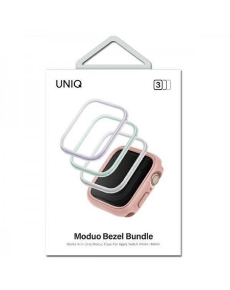 UNIQ ramki do Moduo 3in1 Apple Watch Series 4/5/6/7/8/SE 40/41mm Szałwiowy-Lillak-Biały/Sage-Lilac-White