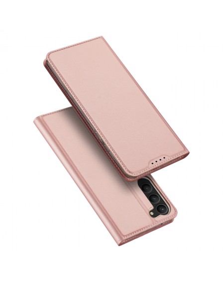 Dux Ducis Skin Pro Case for Samsung Galaxy S23 Flip Card Wallet Stand Pink