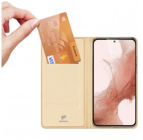 Dux Ducis Skin Pro Case for Samsung Galaxy S23 Flip Card Wallet Stand Gold