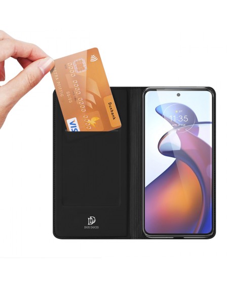 Dux Ducis Skin Pro Case for Motorola Edge 30 Ultra Flip Card Wallet Stand Black