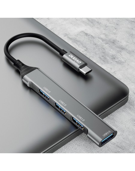 Dudao HUB 4in1 USB-C - 4x USB-A (3 x USB2.0 / USB3.0) 6.3cm black (A16T)