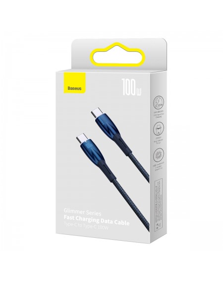 Baseus Glimmer Series cable with fast charging USB-C 480Mb/s PD 100W 1m blue