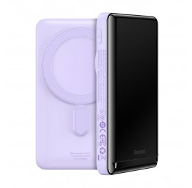 Baseus Magnetic Bracket Wireless Fast Charge Power Bank 10000mAh 20W Purple（With Xiaobai series fast charging Cable Type-C to Type-C 60W(20V/3A) 50cm White）
