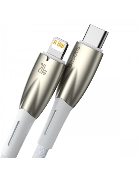 Baseus Glimmer Series cable with fast charging USB-C - Lightning 480Mb/s PD 20W 2m white