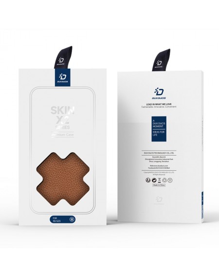 Dux Ducis Skin X2 case Samsung Galaxy S23 flip case wallet stand brown