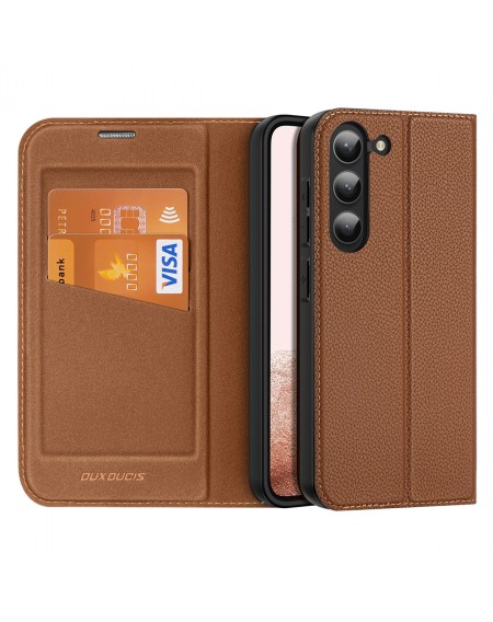Dux Ducis Skin X2 case Samsung Galaxy S23+ flip case wallet stand brown