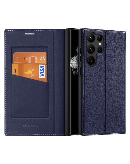 Dux Ducis Skin X2 case for Samsung Galaxy S23 Ultra flip case wallet stand blue