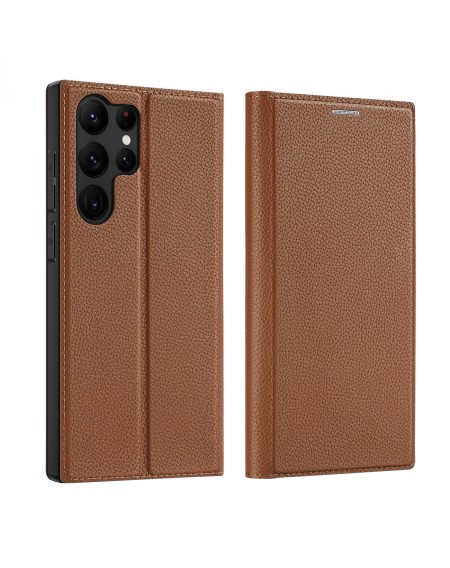 Dux Ducis Skin X2 case Samsung Galaxy S23 Ultra flip case wallet stand brown