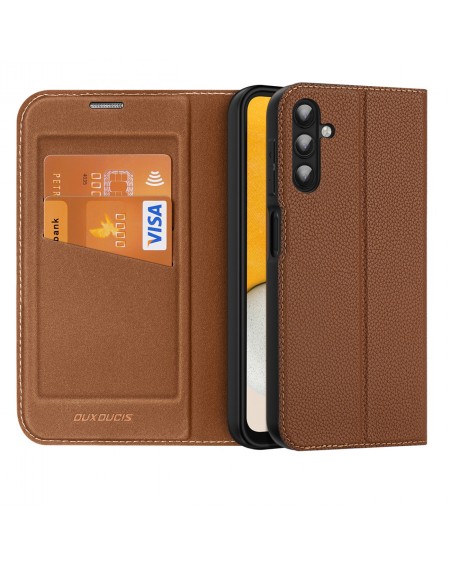 Dux Ducis Skin X2 case Samsung Galaxy A14 5G flip case wallet stand brown
