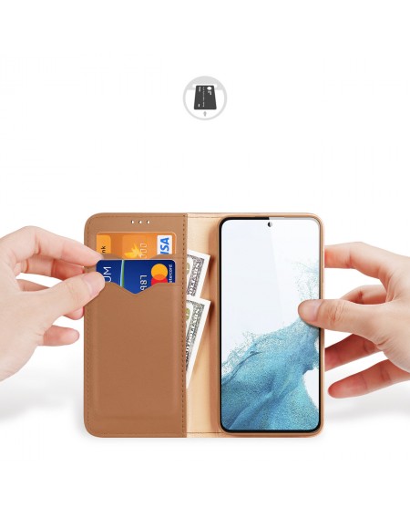 Dux Ducis Hivo case Samsung Galaxy S23 flip cover wallet stand RFID blocking brown