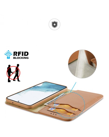 Dux Ducis Hivo case Samsung Galaxy S23+ flip cover wallet stand RFID blocking brown