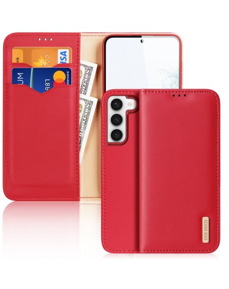 Dux Ducis Hivo case Samsung Galaxy S23+ flip cover wallet stand RFID blocking red