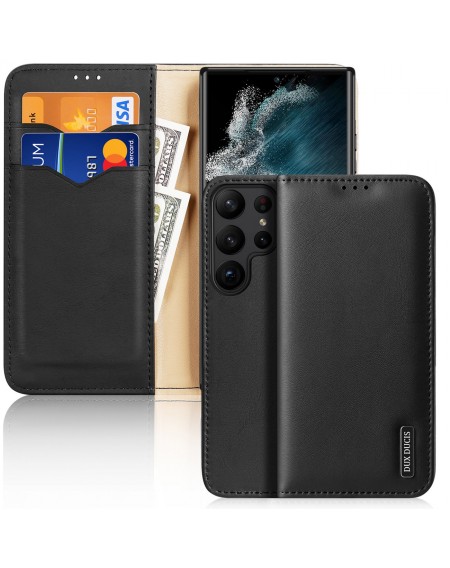 Dux Ducis Hivo case Samsung Galaxy S23 Ultra cover with flip wallet stand RFID blocking black