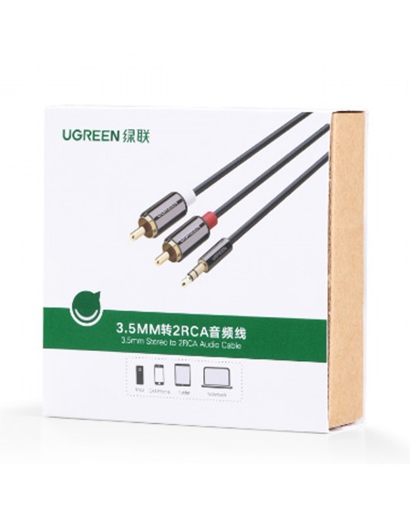 Ugreen cable audio cable 3.5 mm mini jack - 2RCA 1.5 m black (AV116)
